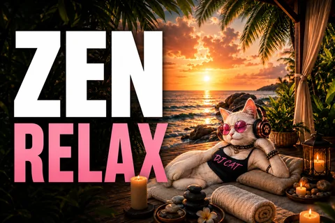 Zen Relax DJ Cat mood channel artwork